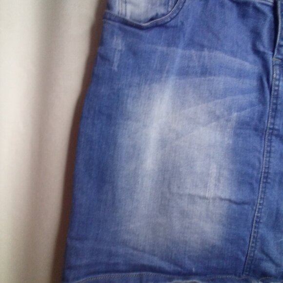 Promod Denim Skirt 16 Women Short Stretch Pockets Blue - Picture 13 of 16